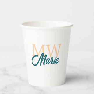 simple minimal add name monogram orange blue bold pappbecher