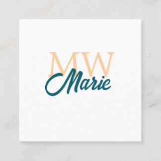 simple minimal add name monogram orange blue bold quadratische visitenkarte