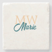 simple minimal add name monogram orange blue bold steinuntersetzer (Vorderseite)