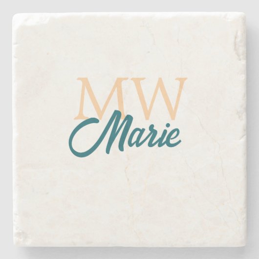 simple minimal add name monogram orange blue bold steinuntersetzer (Vorderseite)