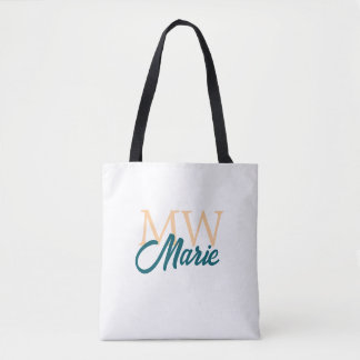 simple minimal add name monogram orange blue bold tasche