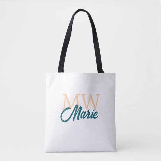 simple minimal add name monogram orange blue bold tasche (Vorderseite)