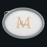 simple minimal add name monogram orange brown  thr ovale gürtelschnalle<br><div class="desc">beautiful design</div>