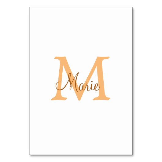 simple minimal add name monogram orange brown thr tischnummer (Vorderseite)