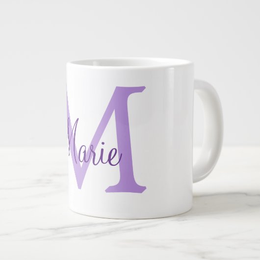 simple minimal add name monogram pink red   throw  Jumbo-Tasse (Vorderseite Rechts)