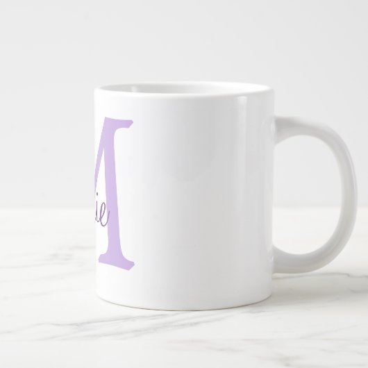 simple minimal add name monogram pink red   throw  Jumbo-Tasse (Rechts)