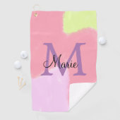 simple minimal add name monogram pink red throw pi golfhandtuch (Insitu)