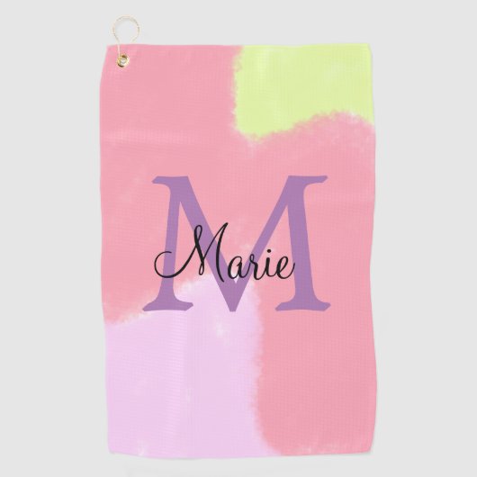 simple minimal add name monogram pink red throw pi golfhandtuch (Vorderseite)