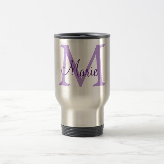simple minimal add name monogram pink red throw reisebecher (Mittel)