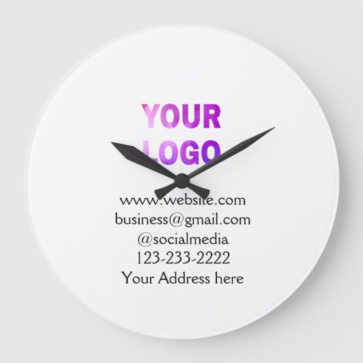 simple minimal add your logo/design here text pos große wanduhr (Vorderseite)