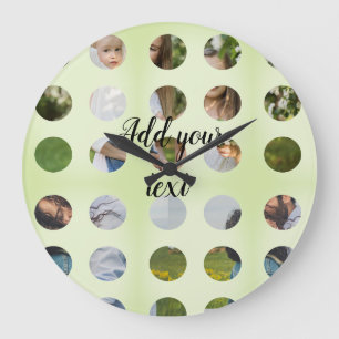 simple minimal add your name photo collage text große wanduhr