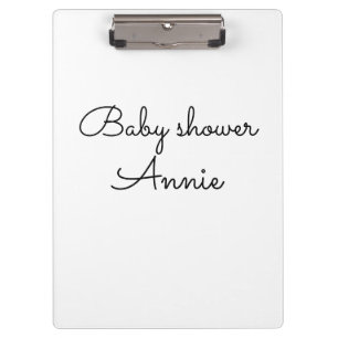 simple minimal add your name text baby shower thro klemmbrett