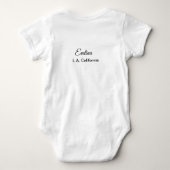 Simple minimal add your name text place city pink baby strampler (Rückseite)