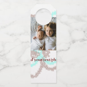 simple minimal ADD YOUR PHOTO TEXT blue glitter Th Flaschenanhänger