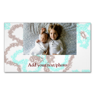 simple minimal ADD YOUR PHOTO TEXT blue glitter Th Magnetische Visitenkarte