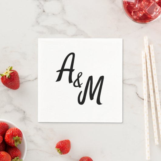 Simple minimal Ampersand Monogram Wedding Serviette (Beispiel)