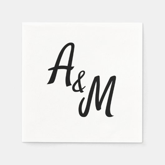 Simple minimal Ampersand Monogram Wedding Serviette (Vorderseite)