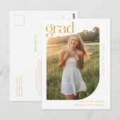 Simple Minimal Arch Photo Gold Script Graduation Postkarte (Vorne/Hinten)
