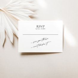Simple Minimal Black and White Wedding RSVP Karte