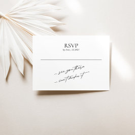 Simple Minimal Black and White Wedding  RSVP Karte