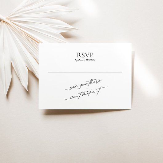 Simple Minimal Black and White Wedding RSVP Karte