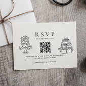 Simple Minimal Cake Wedding Qr Code Wedding RSVP Karte
