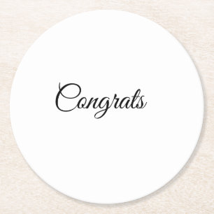 Simple minimal congratulations add your text name runder pappuntersetzer