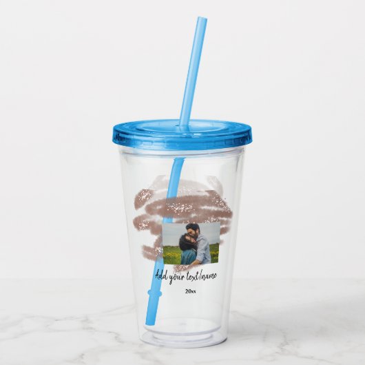 simple minimal customized name monogram text throw acryltrinkbecher (Rückseite)