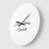 SIMPLE MINIMAL.CUTIE ADD NAME BABY happy birthday Große Wanduhr (Winkel)