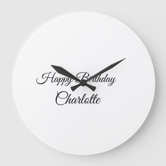 SIMPLE MINIMAL.CUTIE ADD NAME BABY happy birthday Große Wanduhr (Vorderseite)