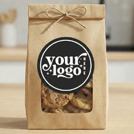 Simple Minimal Elegant Custom Logo Company Black Runder Aufkleber