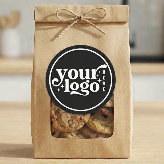 Simple Minimal Elegant Custom Logo Company Black Runder Aufkleber