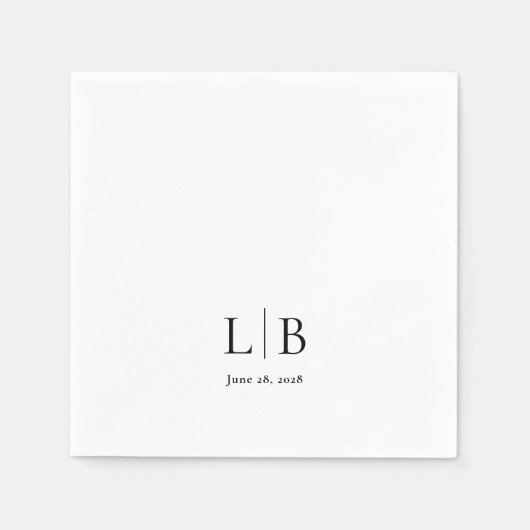 Simple Minimal Elegant Monogram Initials Wedding Serviette (Vorderseite)