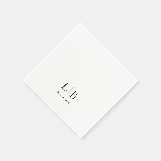 Simple Minimal Elegant Monogram Initials Wedding Serviette (Ecke)