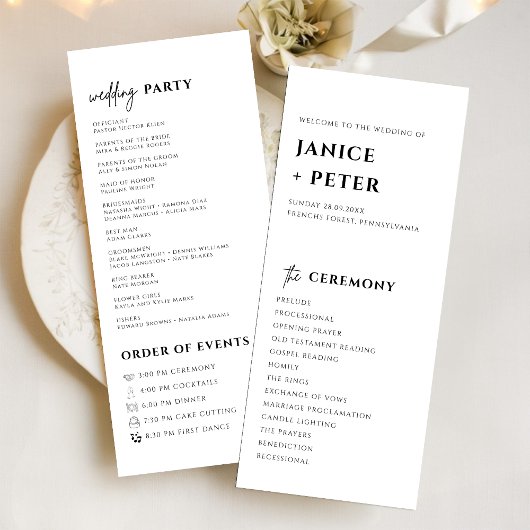 Simple Minimal Elegant Wedding Ceremony Programm
