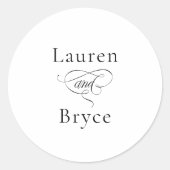 Simple Minimal Elegant White Wedding Runder Aufkleber (Vorderseite)