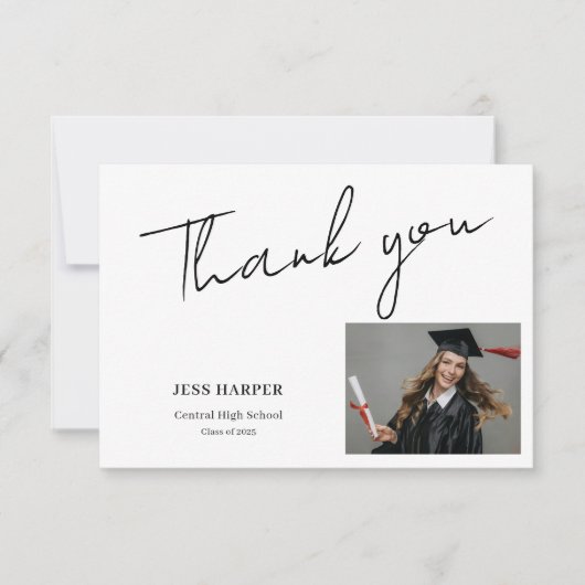 Simple Minimal Graduation Flat Thank You Card Dankeskarte (Vorderseite)