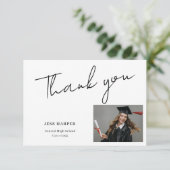 Simple Minimal Graduation Flat Thank You Card Dankeskarte (Stehend Vorderseite)