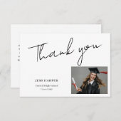 Simple Minimal Graduation Flat Thank You Card Dankeskarte (Vorne/Hinten)