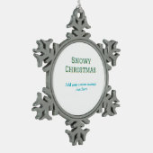 Simple minimal green happy holidays Christmas Schneeflocken Zinn-Ornament (Links)