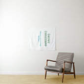 Simple minimal green happy holidays Christmas Wandteppich (Beispiel (Horizontal))