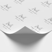 simple minimal happy new year monogram gray name geschenkpapier (Ecke)