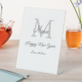 simple minimal happy new year monogram gray name  sockelschild (In Situ)
