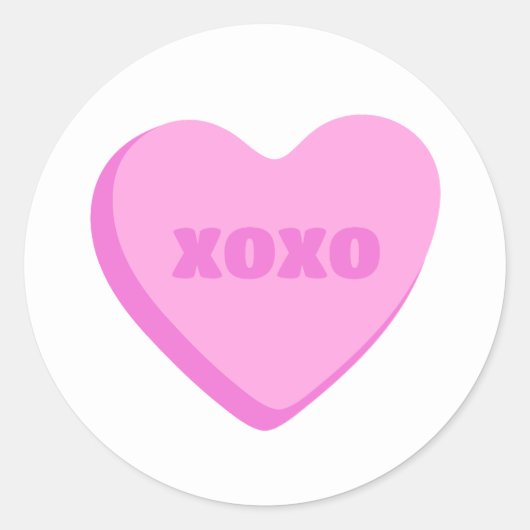 Simple Minimal Happy Valentines Pink Heart  Runder Aufkleber (Vorderseite)