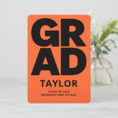 Simple Minimal High School Graduate Graduation Einladung (Stehend Vorderseite)