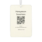 Simple minimal honeymoon donations wedding q r cod autolufterfrischer (Rückseite)