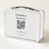 Simple minimal honeymoon donations wedding q r cod metall brotdose (Rückseite)