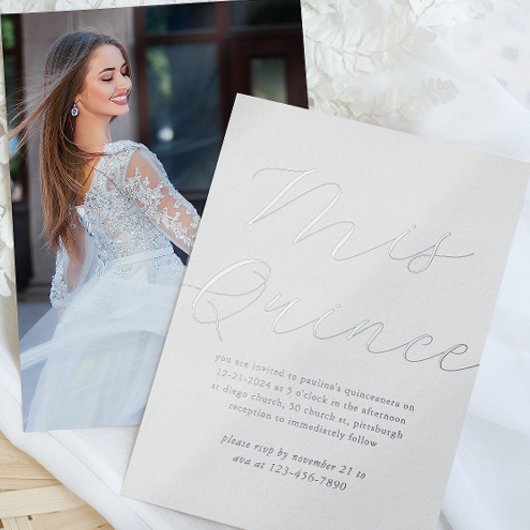 Simple Minimal Mis Quince 15th Birthday Photo Folieneinladung