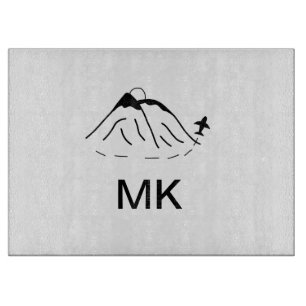 Simple minimal monogram add text travel plane phot schneidebrett
