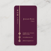 Simple Minimal Monogram Elegant Burgundy Wine Gold Visitenkarte (Rückseite)